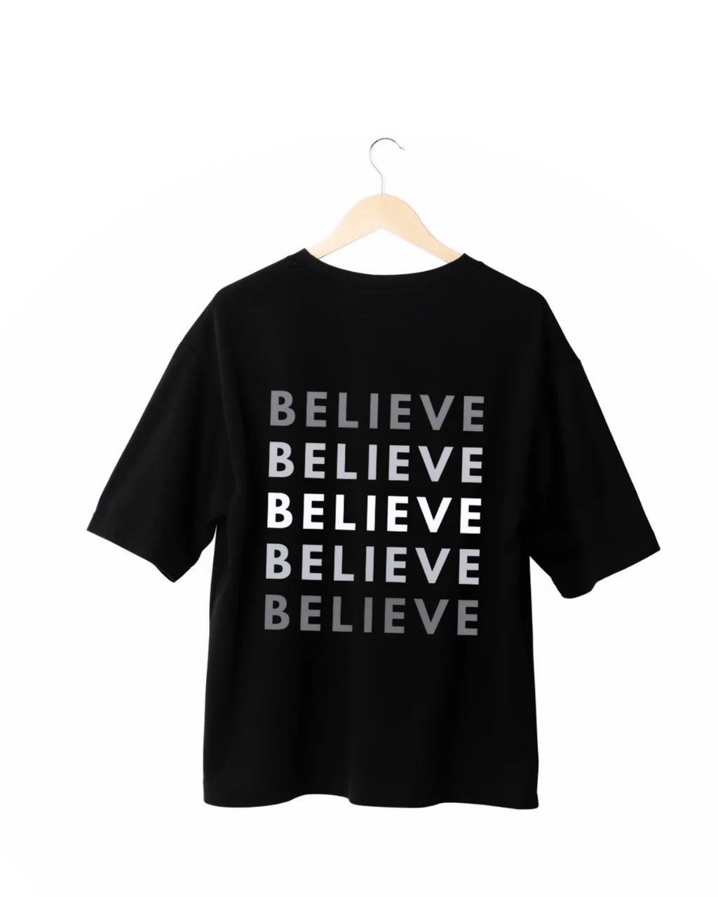 Eternal Believe Oversized Black Tee — 240 gsm Premium Streetwear